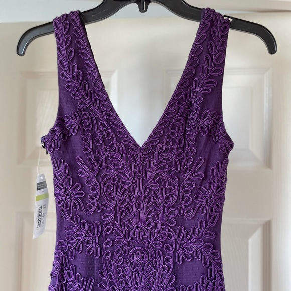 Cachet Purple Embroidered Tulle Trumpet Gown - Picture 6 of 16